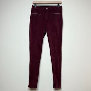 American Eagle Outfitters Burgundy Hi-Rise Jeggings Size 6 Skinny Zipper Pockets